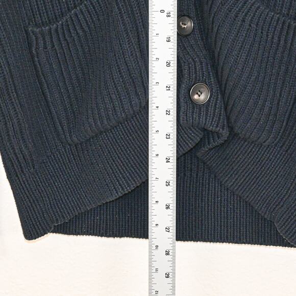 Sandro Paris Men's Shawl Collar Cardigan Sweater Heavy cotton knit Navy Small - Picture 8 of 8